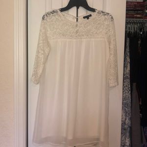 As You Wish white dress with lace sleeves